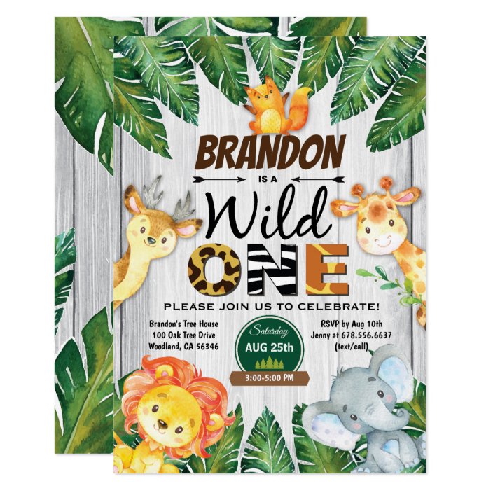 Wild One birthday invitation. Boy jungle safari Invitation | Zazzle.com