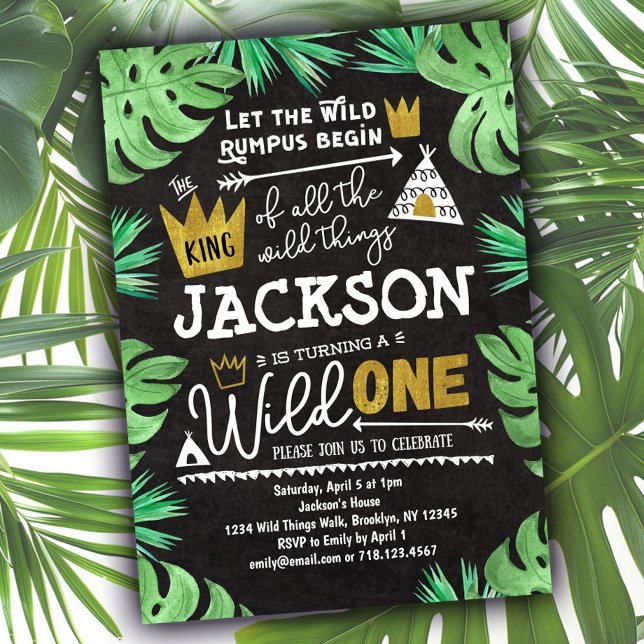 Wild ONE Birthday Invitation Boy Wild Things 1st (Creator Uploaded)