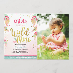 Wild One birthday invitation First birthday Girl