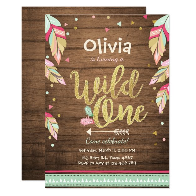 Wild One Birthday Invitation First Birthday Girl