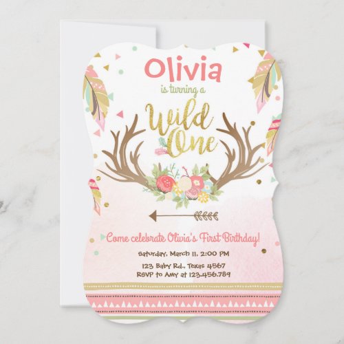 Wild One birthday invitation First birthday Girl