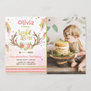 Wild One birthday invitation First birthday Girl