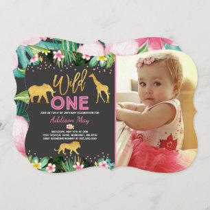 Wild One Birthday Invitation Jungle Animals Party