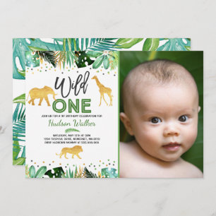 Wild One Birthday Invitation Jungle Animals Party
