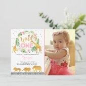 Wild One Birthday Invitation Jungle Animals Party (Standing Front)