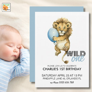 Wild One Birthday Invitation, Lion 1st Birthday I Invitation