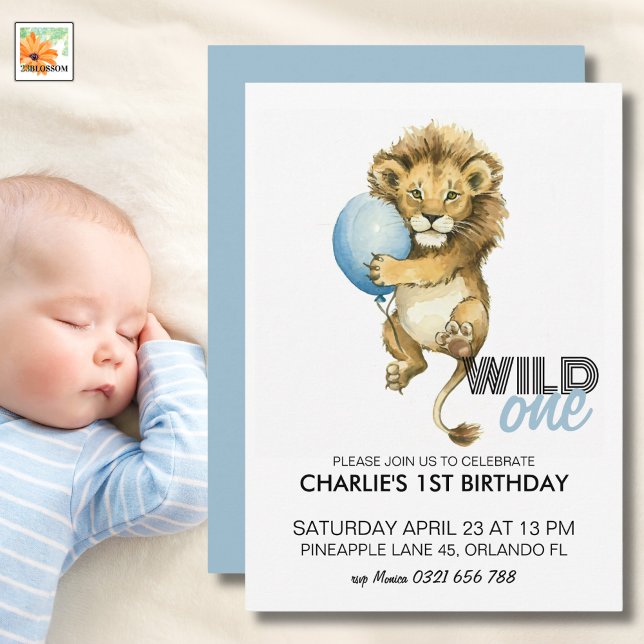 Wild One Birthday Invitation, Lion 1st Birthday  I Invitation (Creator Uploaded)