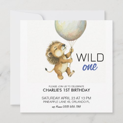 Wild One Birthday Invitation Lion 1st Birthday  Save The Date