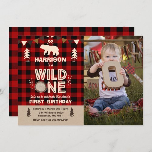 Wild One Birthday Invitation Lumberjack Wild One