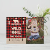 Wild One Birthday Invitation Lumberjack Wild One (Standing Front)
