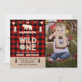 Wild One Birthday Invitation Lumberjack Wild One (Front)