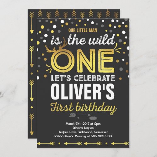 Wild One Birthday Invitation Modern Wild One Party