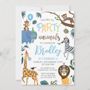 Wild One Birthday Invitation Party Animals