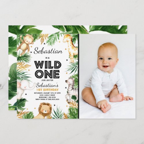 Wild One Birthday Invitation Safari Animals Party