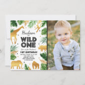 Wild One Birthday Invitation Safari Animals Party (Front)