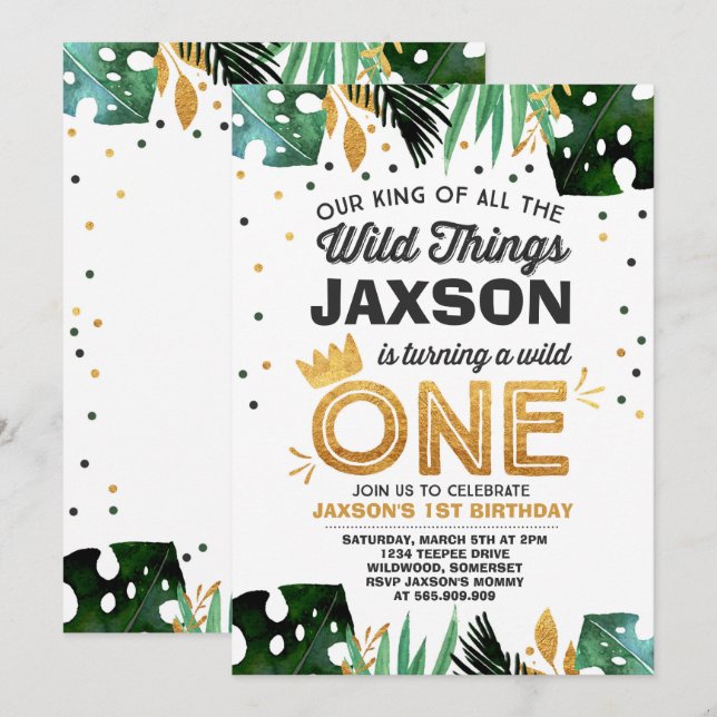 Wild One Birthday Invitation Wild Things Birthday (Front/Back)