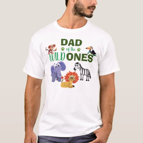 Wild One Birthday Jungle Safari Animal Twin Dad T_Shirt