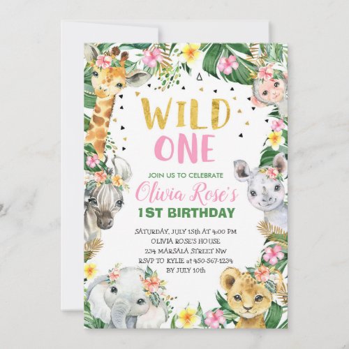 Wild One Birthday Jungle Safari Invitation