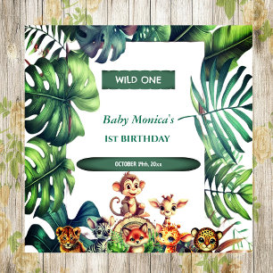 Wild One Birthday Jungle Safari Tropical Leaves Napkins