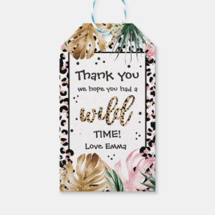 Wild One Birthday Leopard Print Safari Party Favor Gift Tags