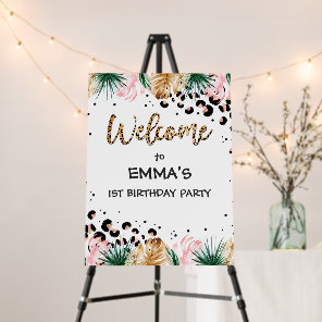 Wild One Birthday Leopard Print Safari Welcome Foam Board