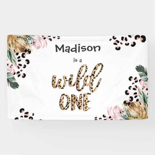 Wild One Birthday Leopard Print Wild Jungle Party Banner