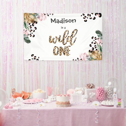 Wild One Birthday Leopard Print Wild Jungle Party Banner