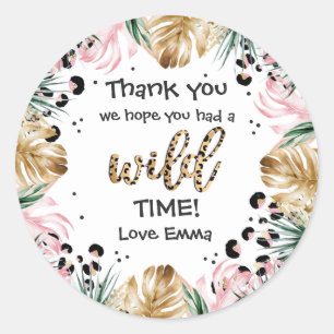 Wild One Birthday Leopard Print Wild Jungle Party Classic Round Sticker