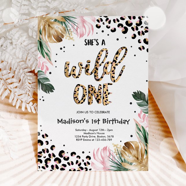 Wild One Birthday Leopard Print Wild Jungle Party Invitation (Creator Uploaded)