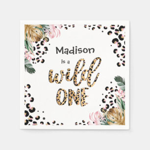 Wild One Birthday Leopard Print Wild Jungle Party Napkins