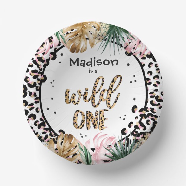 Wild One Birthday Leopard Print Wild Jungle Party Paper Bowls (Front)