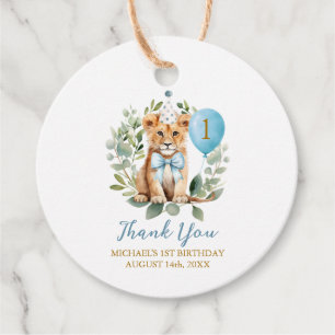 Wild One Birthday Lion Boy Birthday Floral Bow tie Favor Tags