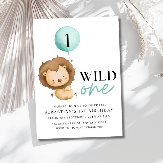 Wild One Birthday Lion Invitation, Zoo Birthday Invitation (Creator Uploaded)