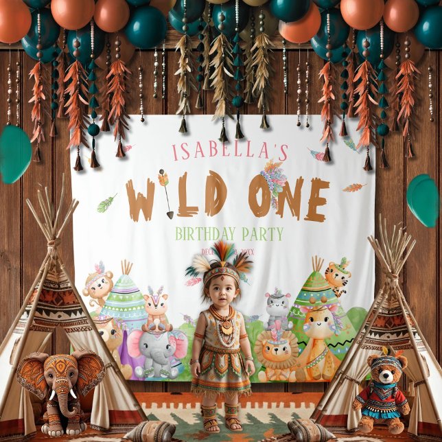 Wild One Birthday Party Backdrop with Animals (Creator Uploaded)