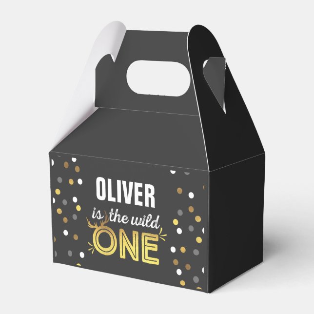 Wild One Birthday Party Favor Box Modern Wild One (Back Side)