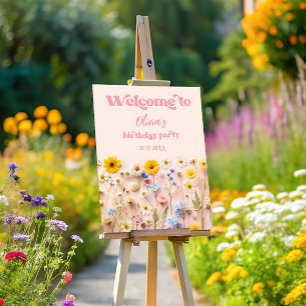 Wild One Birthday Party Floral Welcome Foam Board