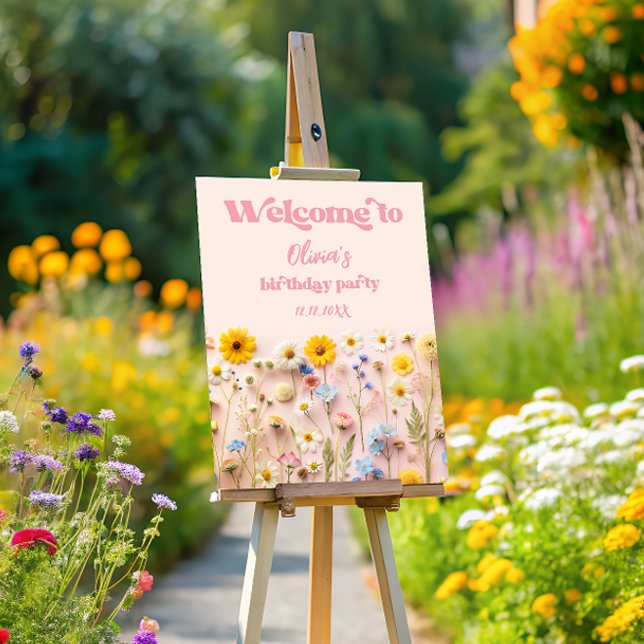 Wild One Birthday Party Floral Welcome Foam Board (Creator Uploaded)