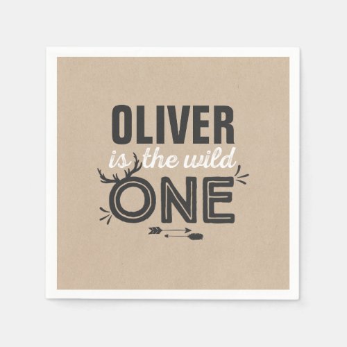 Wild One Birthday Party Napkin Rustic kraft party