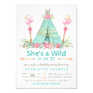 Wild One Birthday Party Teepee First Birthday Card