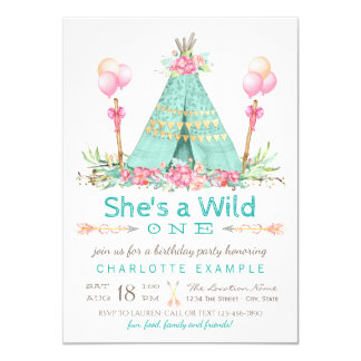 Wild One Birthday Party Teepee First Birthday Card