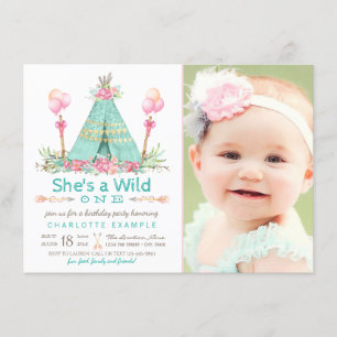 Wild One Birthday Party Teepee First Birthday Invitation