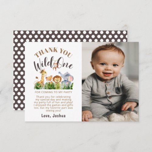 Wild One Birthday Photo Thank You Card