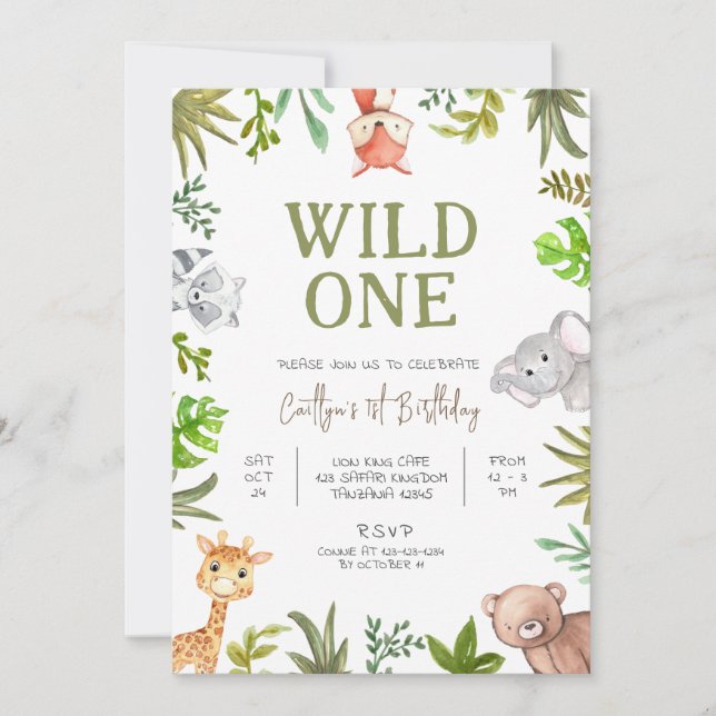 Wild One Birthday, Safari 1st Birthday Invitation (Front)