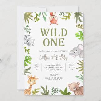 Wild One Birthday, Safari 1st Birthday Invitation