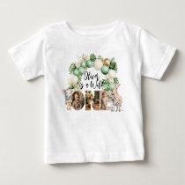 Wild One Birthday Safari Animal Photo Baby T-Shirt