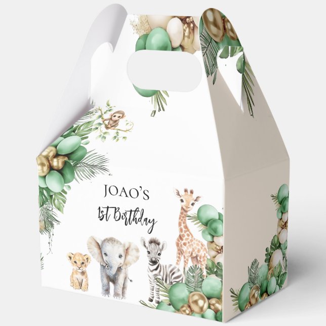 Wild One Birthday Safari Animal Photo Favor Boxes (Front)