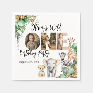 Wild One Birthday Safari Animal Photo Napkins
