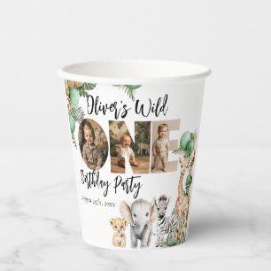 Wild One Birthday Safari Animal Photo Paper Cups