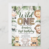 Safari Wild One Birthday Photo Invitation