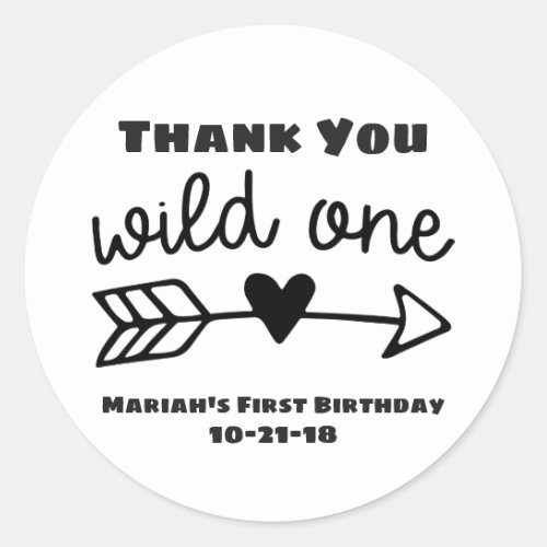 Wild One Birthday Thank You Stickers